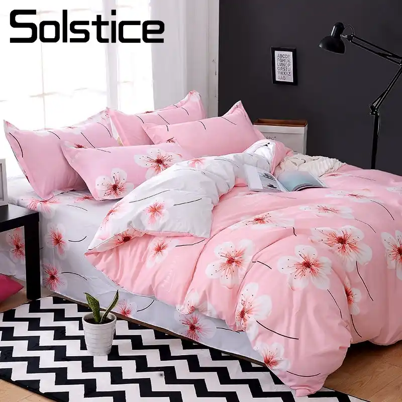 Solstice Home Textile Teenage Girl Bedding Set Pink Narcissus