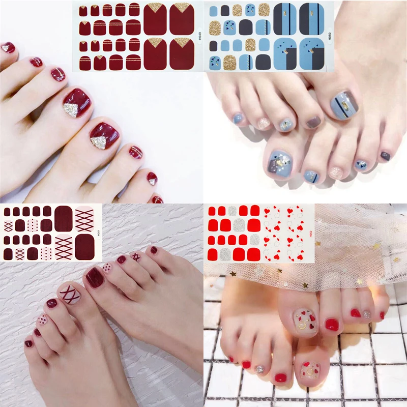 

1 Piece Nail Sticker DIY 3D Sticker Decals Stripe Red Tips Manicure Nail Art Decals New Toe Nail Sticker