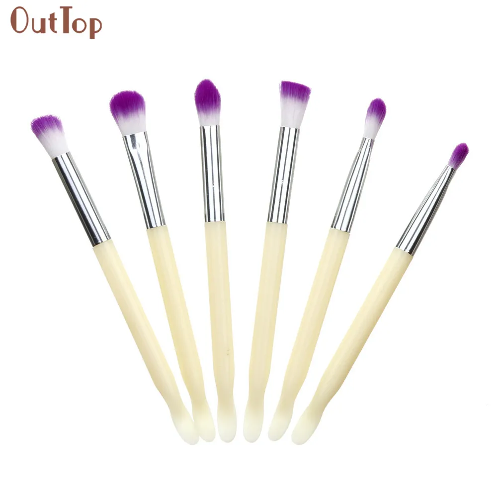 

6Pcs Pro Nylon wool Makeup Cosmetic Brushes Set Powder New Arrival Foundation Eyeshadow Lip Brush Beautiful Women A25