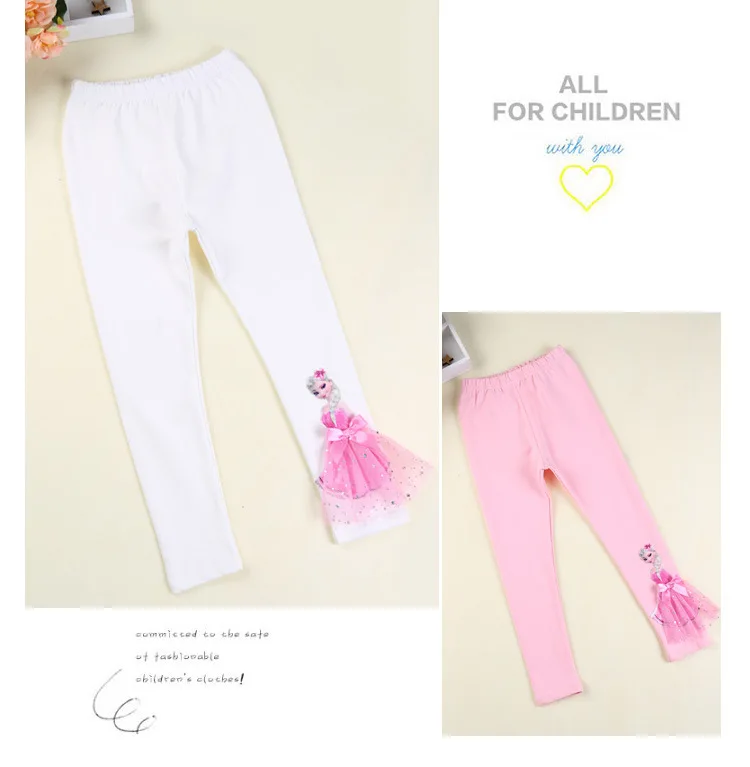 Cute Girl Elsa Anna Cartoon Trousers Kids Anime Leggings Colorful Long Pants 3D Princess Doll Legging Children Clothing