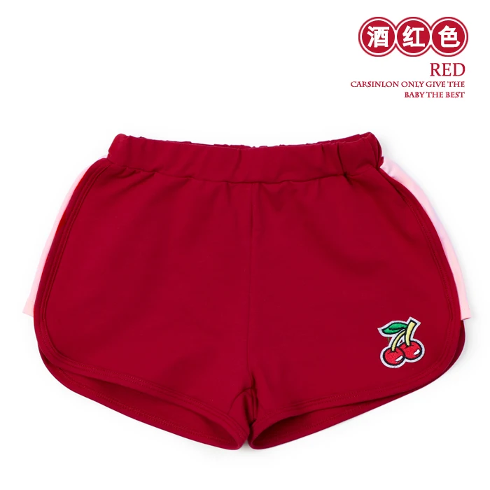 Carsinlon Kids Clothing New Girls Short Hot Summer Children Beach Pants Shorts Elastic Waist Casual Cotton Patchwork - Цвет: Red