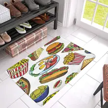 Горячая собака с колбасой попкорн чипы для пиццы бекон яйцо Придверный коврик Большой 30X18 дюймов нескользящий передний коврик у входной двери ковер