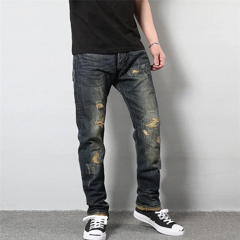 Japanese Style Fashion Men's Jeans High Quality Cotton Straight Fit ...