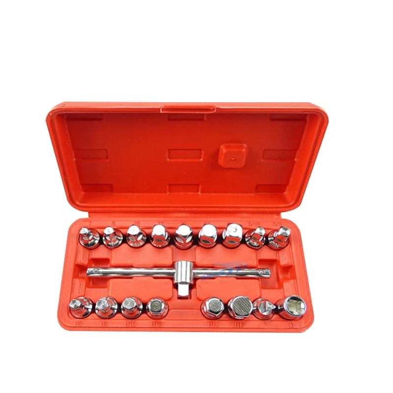 18pcs Oil Chassis Drain Screw Sleeve Set Multiple specifications Tool Pan Socket Wrench |