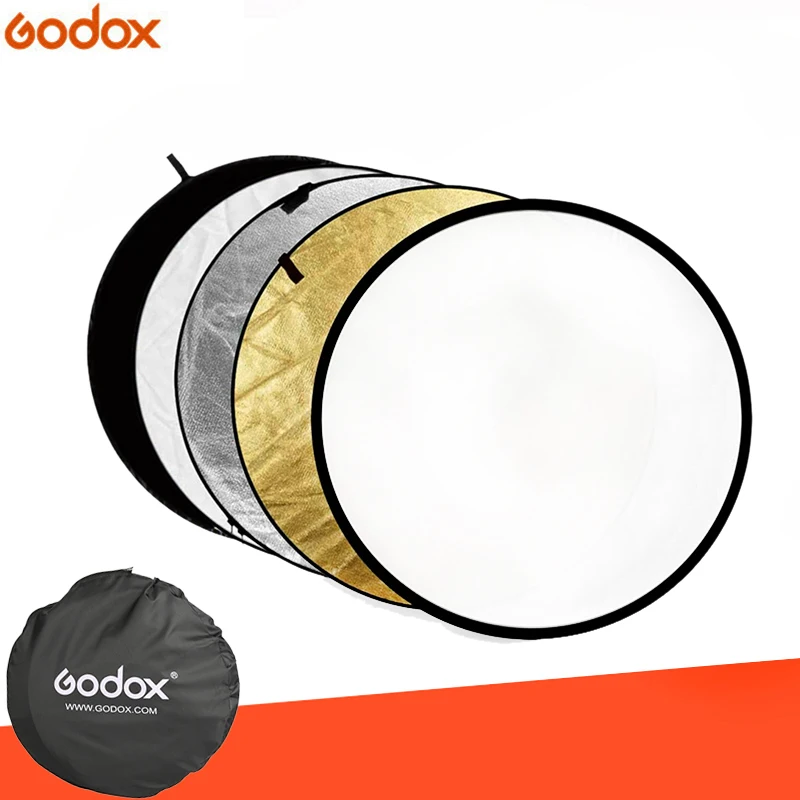 Translucent White Silver Black Gold GODOX 43” 110cm 5-in-1 Collapsible Round Portable Disc Light Reflector with Bag for Studio and Photography 