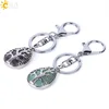 CSJA Fashion Water Drop Keychains Key Ring Key Holder Reiki Natural Gem Stone Tree of Life Pendant for Car Motorcycle Bag F400 ► Photo 2/6