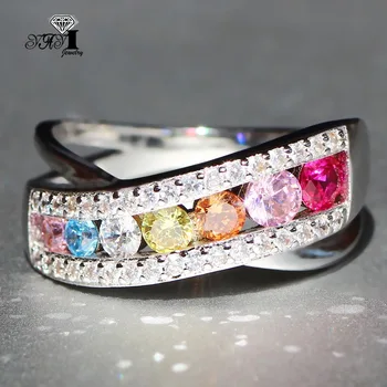 

YaYI Jewelry Princess Cut 5.3 CT Multi Zircon Silver Color Engagement Rings wedding Heart Rings Girls Party Rings Gifts 823