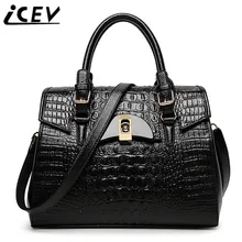 ICEV Новые Модные Простые сумки женские сумки известных брендов замок Аллигатор высокое качество женские кожаные сумки женская большая сумка
