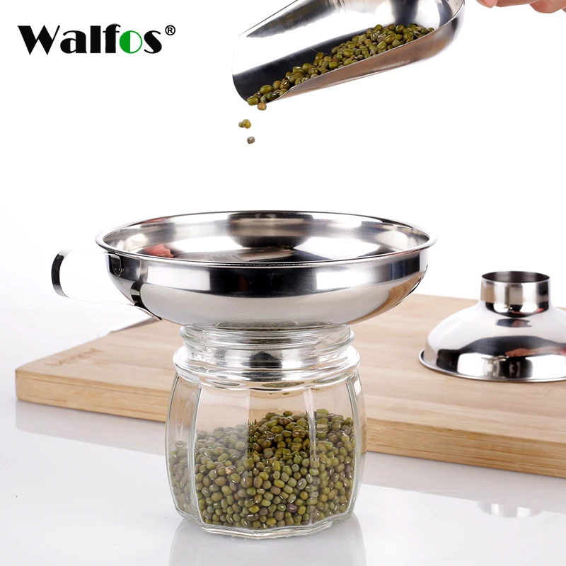 WALFOS Durable Stainless Steel Wide Mouth Canning Funnel Hopper Filter Kitchen Cooking Tools Gadgets S/L Sizes funnle | Дом и сад