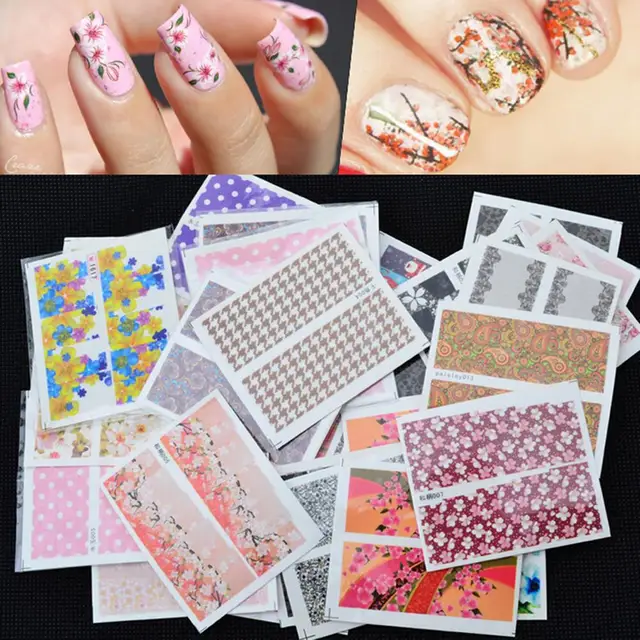 Best Offers 10 Sheets Beautiful Nail Art Water Transfer Decals for Women Girl Feminine Hygiene Product for Health Care Supplies