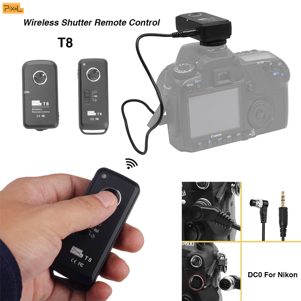 Pixel T8/DC2 Wireless/Wired Shutter Remote Control Release 2.4G For