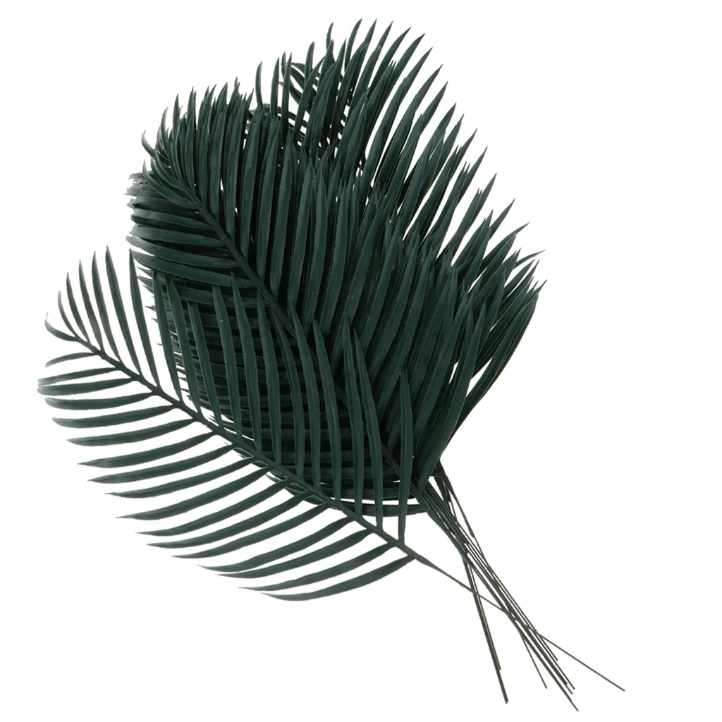 12Pieces Artificial Palm Leaf Cycas Leaves Household Office Decorative Plastic