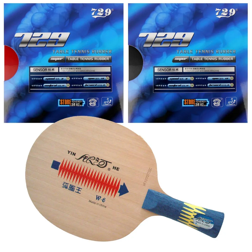 Оригинальный профессиональный настольный теннис ракетки: Galaxy Yinhe W-6 лезвие с 2x729 супер FX-729 (GuoYuehua) каучуков Shakehand длинная ручка FL