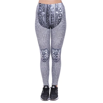 

Fashion Women Legging Gray Lock Printing Leggings New Arrival High Waist Woman Slim Pants