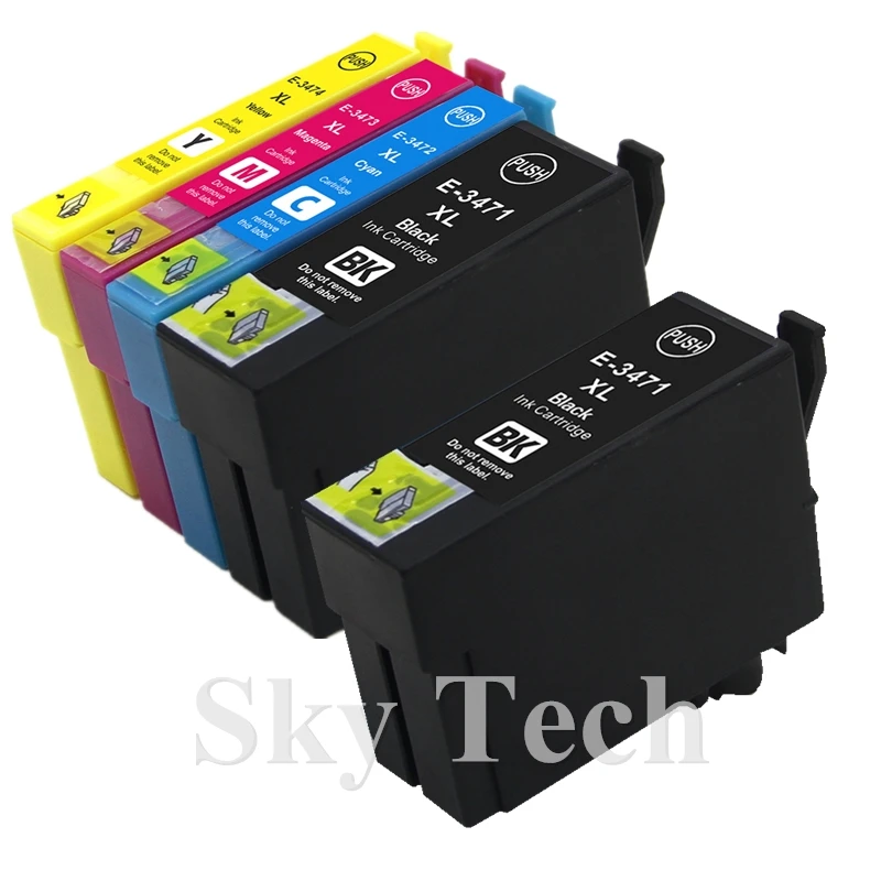 [1 комплект Plus 1 BK] Совместимый картридж для T3471 T3472 T3473 T3474 для Epson WorkForce Pro WF-3720DWF WF-3725DWF