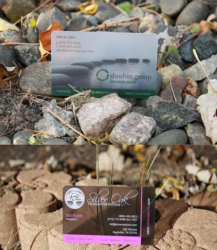 200 Full Color Frosted Transparent PVC Plastic Business Cards Print Free Design 4