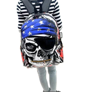 

The new fashion student backpack Korean influx of men and shoulders bag personalized street pirate skull leisure bag cute good