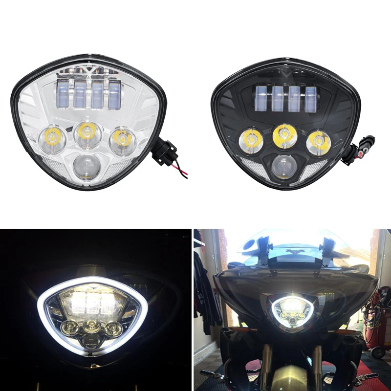 7" High Lo Beam Motorcycle Beacon LED Projector Headlight CREE Chips