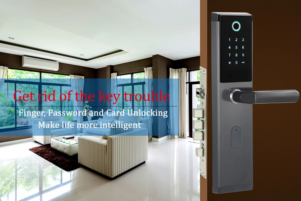 Цифровой биометрический дверной замок без ключа, умный дверной замок, отпечаток пальца+ пароль+ RFID карта+ ключ разблокировка 4 способа