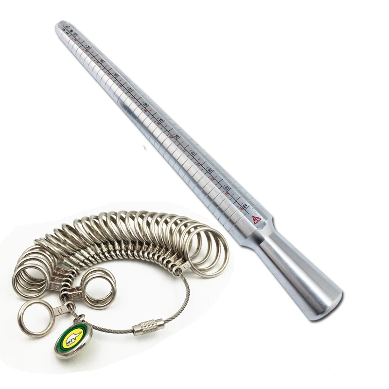 

Metal Ring Sizer Set Measuring Ring with Rings Mandrel Sizer Finger Sizing Measuring Stick Ring Jewelry Tools Set rubber hammer