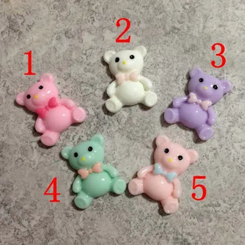 

24*18mm 48pcs/bag 5color optional resin Cute teddy bear Flatback Cabochon Scrapbook Embellishment DIY Phone Decoration 004004110
