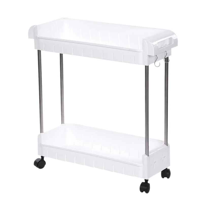 

Kitchen Storage Rack Shelf Slim Slide Tower Movable Assemble Plastic Bathroom Shelf Wheels Space Saving Organizer