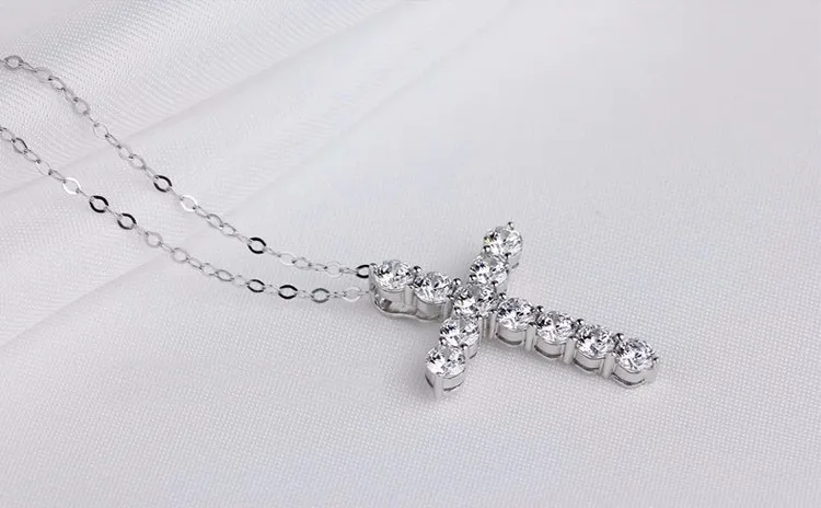 Новинка, колье для женщин и мужчин, модное серебряное ожерелье с крестом и кулоном, ожерелье для мужчин и женщин, ювелирные изделия с кристаллами, CZ подвески, ожерелье