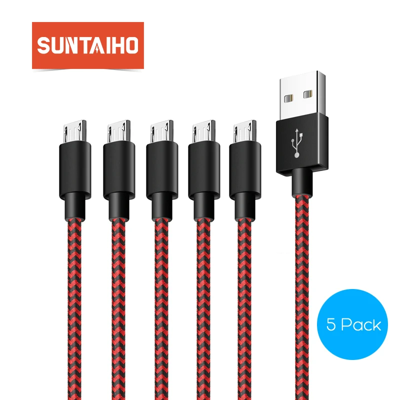 5-Pack Suntaiho Micro USB Nylon Cable 5V2.4A Fast Charging USB Cable for Samsung for Xiaomi for Huawei Android Phone Micro USB 5-Pack Suntaiho Micro USB Nylon Cable 5V2.4A Fast Charging USB Cable for Samsung for Xiaomi for Huawei Android Phone Micro USB