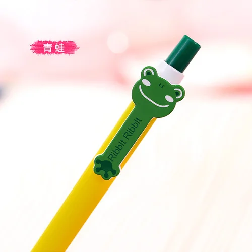 1 шт. Kawaii мультфильм пластиковые шариковые ручки красивый милый кот птичий шар ручка школьные принадлежности канцелярские принадлежности - Цвет: Frog