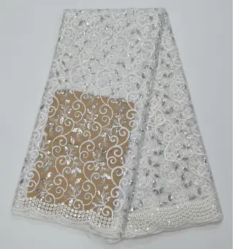 

New Design Fancy Pattern Korea Mesh Fabric With Shine Thread For Occasion ,PF98 High Quality Pure White Nice African Lace Fabric