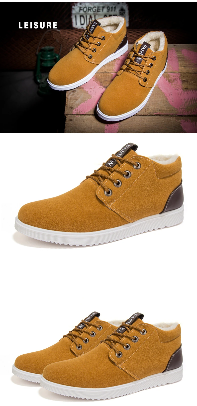 Brand Men Boots Winter Fur 2018 Warm Snow Boots Men Winter Boots Work Shoes Men Footwear Fashion Rubber Ankle Shoes (10)
