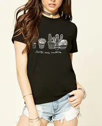 Лето футболка Kawaii 2017 для женщин кактус печатных уличная футболка хип хоп топы корректирующие Лидер продаж Femme Женщина Костюмы hipster