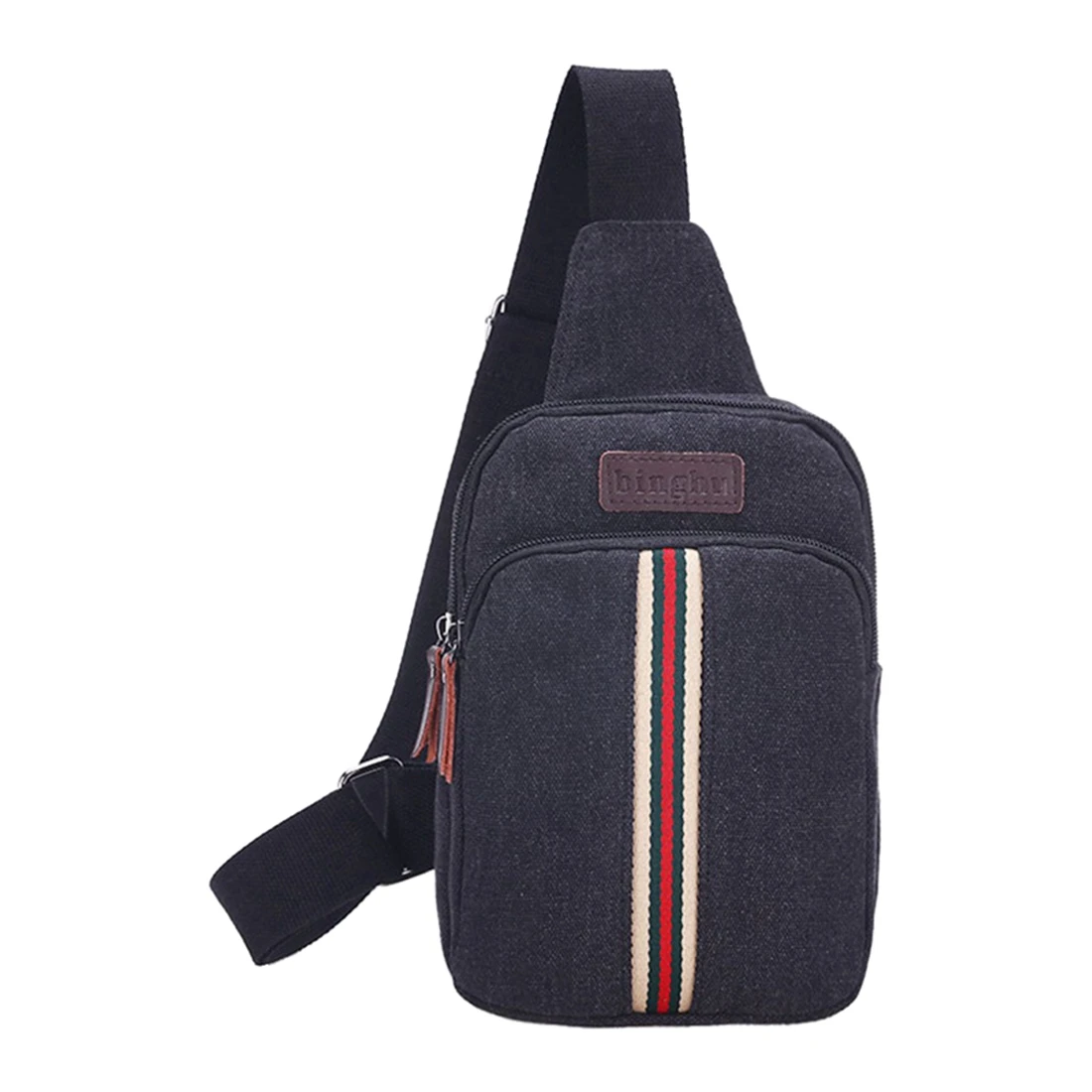 

FGGS-Men's Retro canvas Vertical bar Messenger Bag