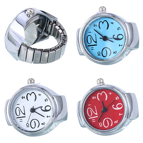 

Women's Creative Big Numbers Mini Finger Ring Watch Elastic Band Quartz Watch