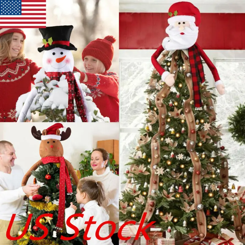 

Santa Snowman Christmas Tree Topper Decoration Holiday Tree Ornament Festival Xmas Snowman Christmas Tree Cover Topper Ornaments