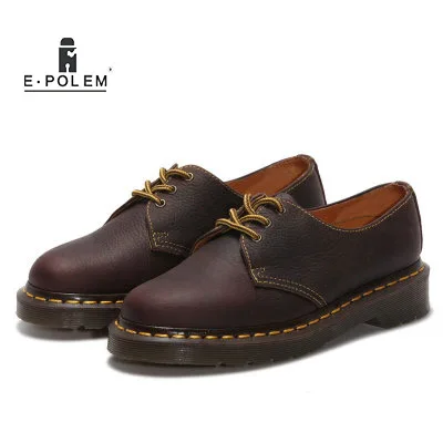 

Fashion New Martin Shoes Low Cut Leather Shoes Top Layer Leather Oil Shoes Flat Retro Women Couple Shoes