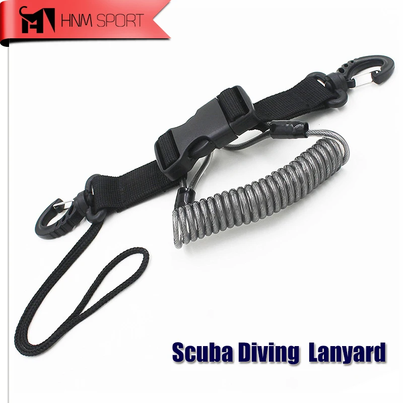 2017 New Scuba Diving Lanyard Stainless steel Coil Lanyard with Clip and Quick Release Buckles