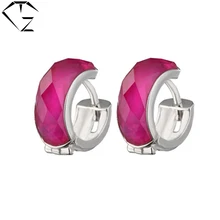 925 de Plata Rojo Corindón S925 Pendientes de Plata del Pendiente Del Aro para Las Mujeres Del Banquete de Boda de La Joyería LE53