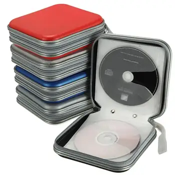 Portátil 40 Uds disco CD DVD tamaño monedero almacenamiento organizador caja compartimentos, soporte CD manga bolsa dura álbum caja estuches con cremallera
