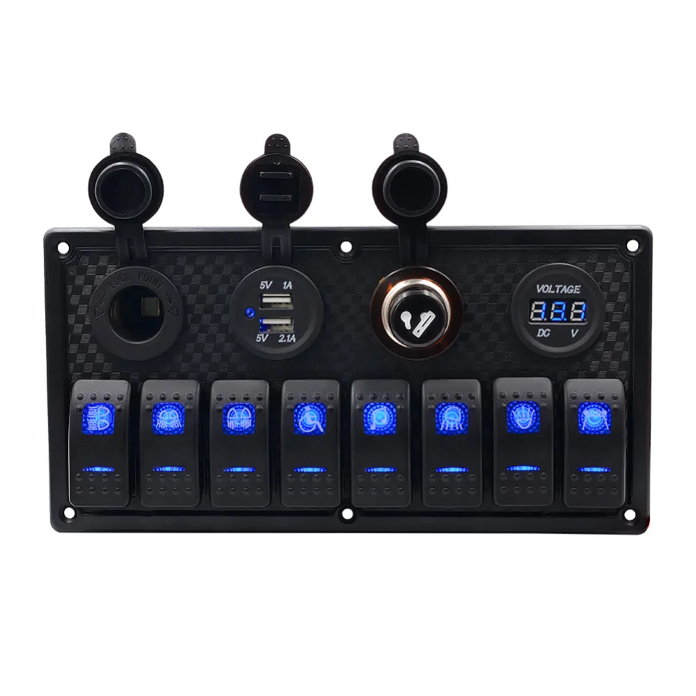 

Car/Ship/RV Cigarette lighter Motorhome Automobiles 5 Pin 8-Band Lens Switchs Combination Panel Voltage Display Car-Styling New
