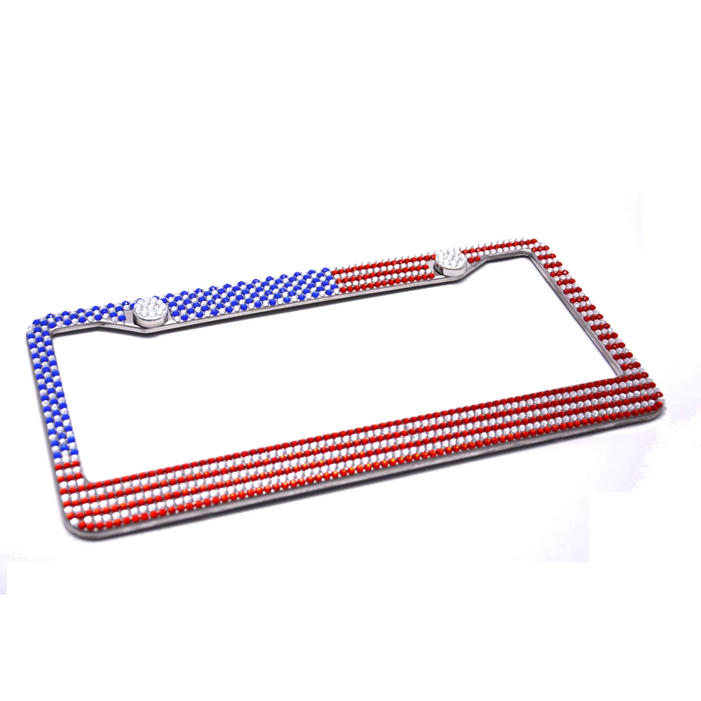 США флаг Bling чистый ручной Водонепроницаемый держатель рамки номерного знака Rustproof блестки Стразы авто лицензия на заказ крепеж