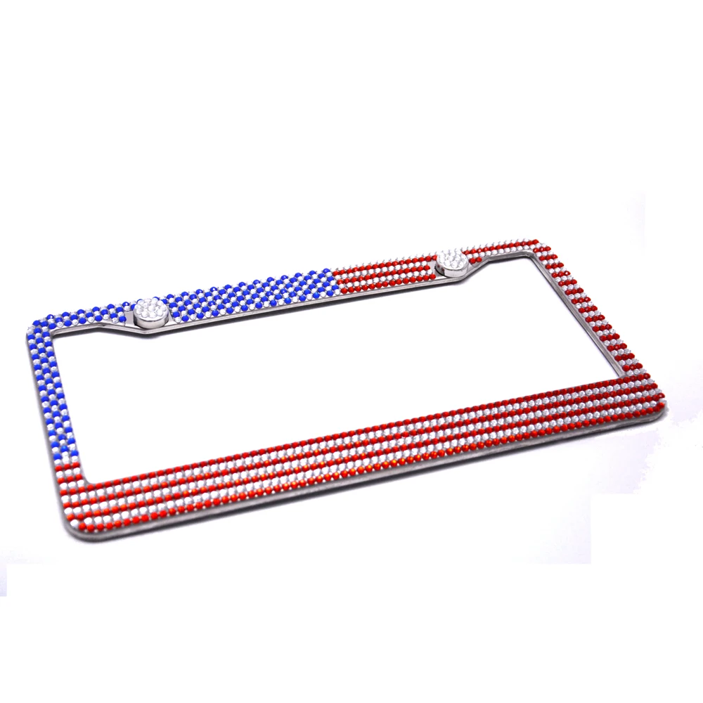USA Flag Bling License Plate Frame Holder20170630_0205