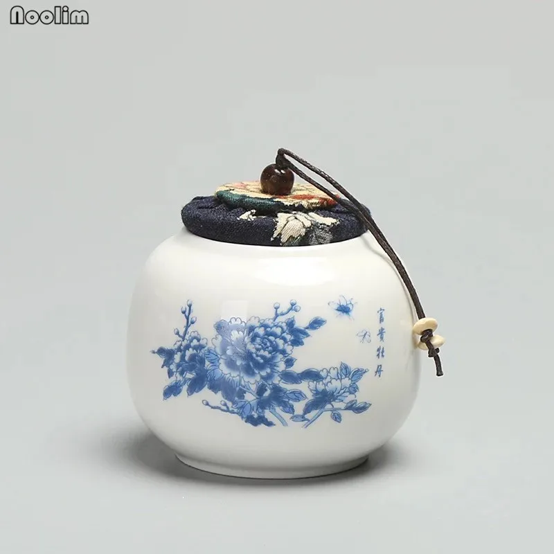 NOOLIM китайский стиль керамический чайный Caddy маленький мини портативный Пуэр зеленый чай герметичные банки резервуары для хранения путешествия чайный лист коробка - Цвет: B