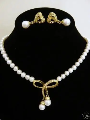 

Hot sale new Style >>>>>Beautiful white pearl Pendant necklace earring set