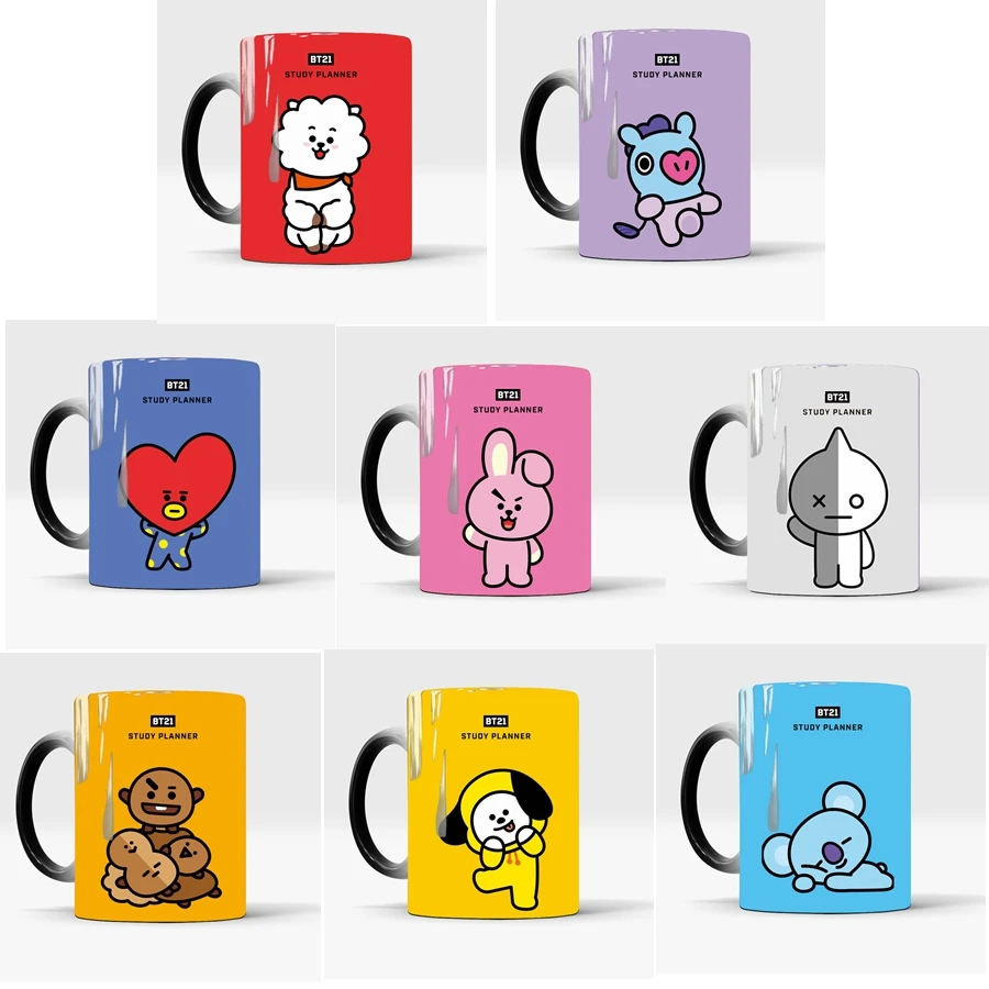 

BTS BT21 SHOOKY KOYA CHIMMY RJ Love Yourself Mug color changing Coffee Water Milk Ceramic mugs Cup Creative KPOP Fans Collection