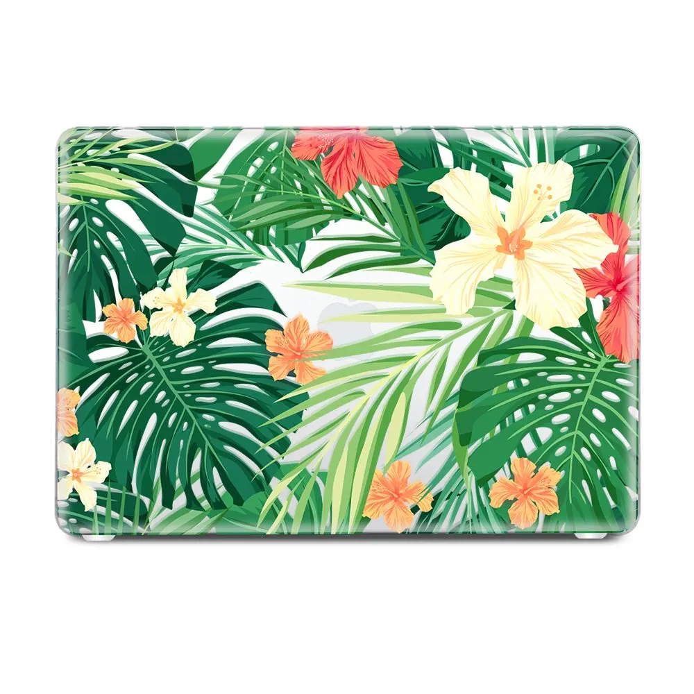 Пластиковый чехол с зелеными листьями и красивыми лепестками для Macbook Air 11 12 13 A1932 Pro 13 15 16 дюймов Touch Bar A2141