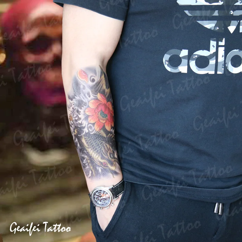 Large Temporary Tattoo Stickers Waterproof Men High Quality Gold