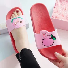 Лучший! Женская мода Slippe Летние Женские Слайды Милый Мультфильм Фрукты Сандалии Скольжения На Шлепанцах