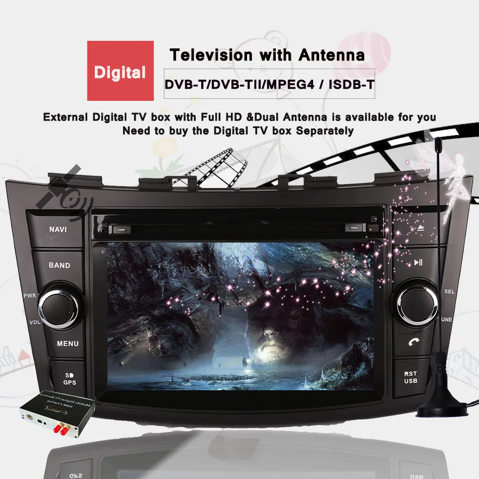 Perfect 7" Android 9.0 Car GPS Player for Suzuki Swift 2011-2016 with Octa Core 4GB Ram Auto Radio Multimedia GPS NAVI 3/4G LTE Audio 4