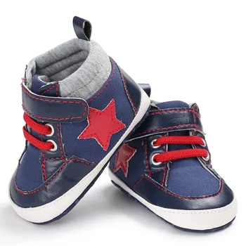 

2018 First Walkers New Stars Printing Canvas Classical Baby Moccasins Baby Boys Shoes Soft Sole First Walkers 0-12month M2